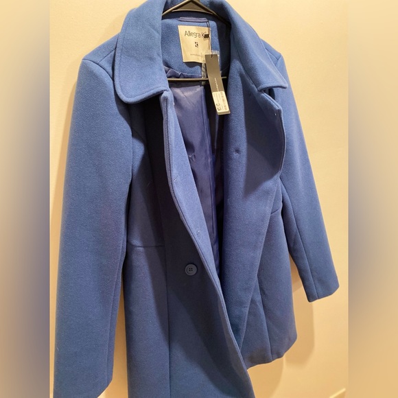 Allegra K, Size Large, Blue, Peter Pan Collar Double Breasted Trench Coat NWT - Picture 4 of 13